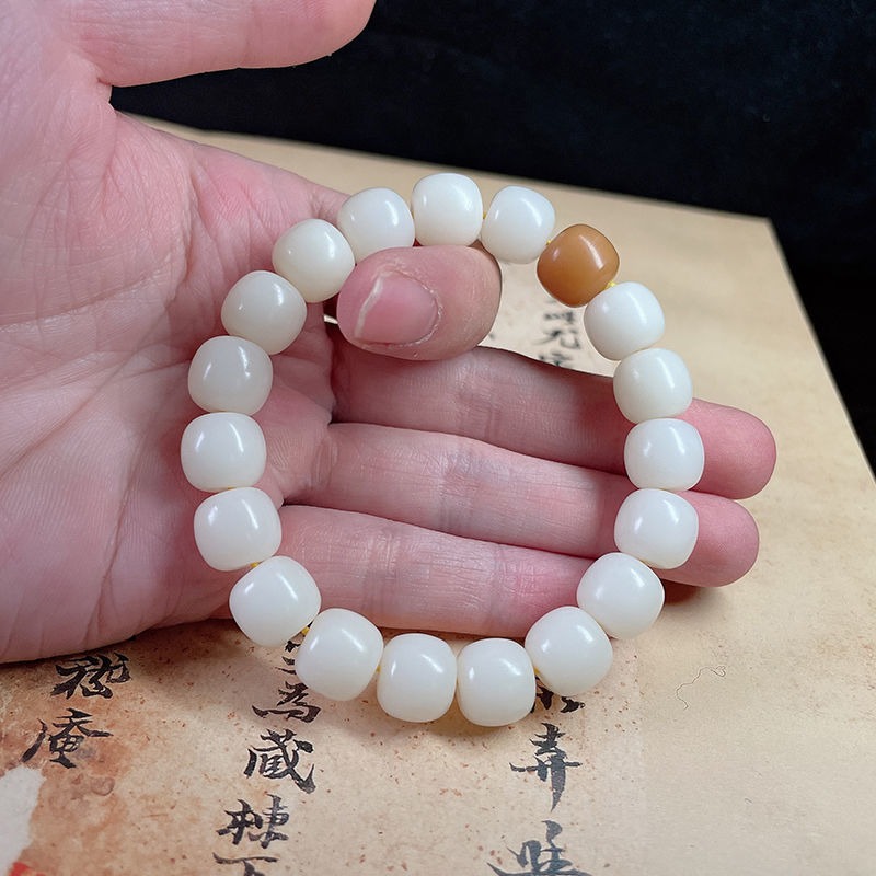 白玉菩提手串精工單圈老型桶高拋順白菩提子佛珠男女情侶手鏈-細節圖4
