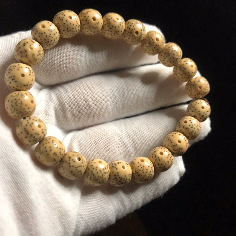 海南星月菩提子手串素珠單圈文玩佛珠雞油黃陳籽男女情侶桶珠手鏈-細節圖5
