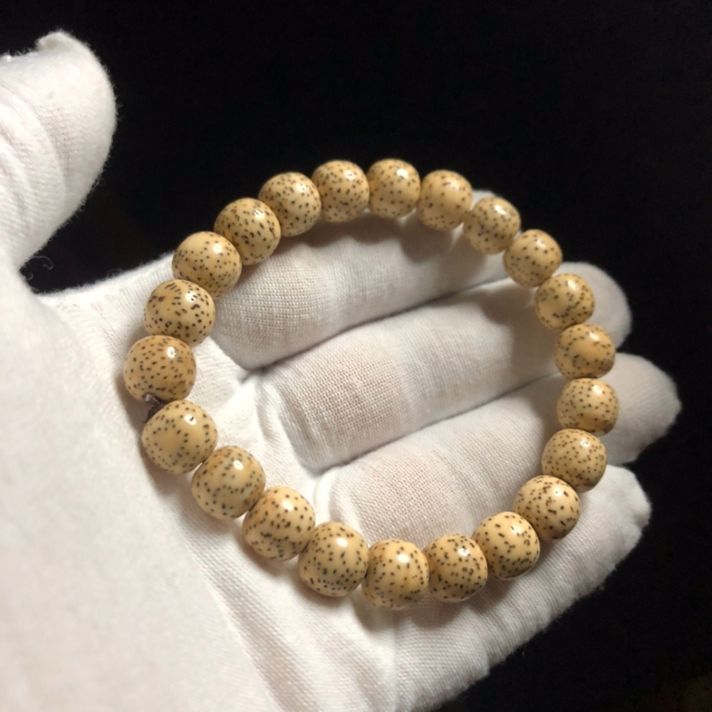 海南星月菩提子手串素珠單圈文玩佛珠雞油黃陳籽男女情侶桶珠手鏈-細節圖7
