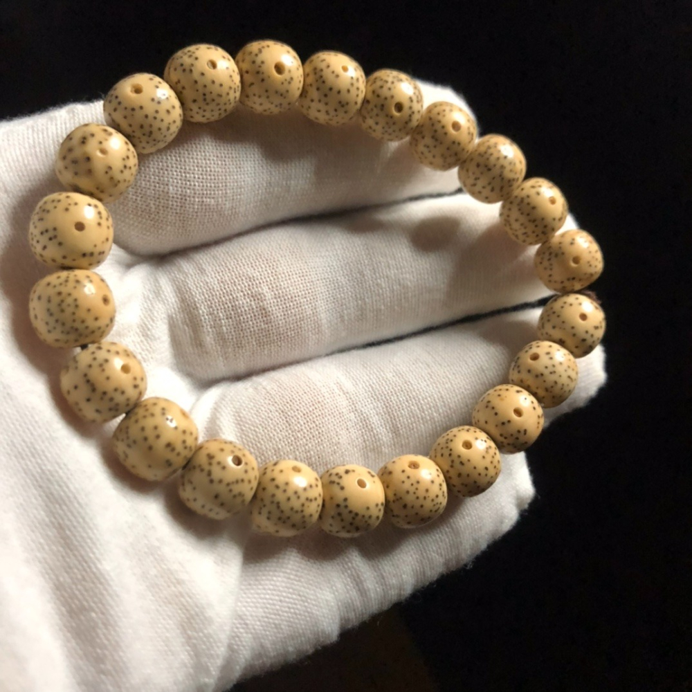 海南星月菩提子手串素珠單圈文玩佛珠雞油黃陳籽男女情侶桶珠手鏈-細節圖9