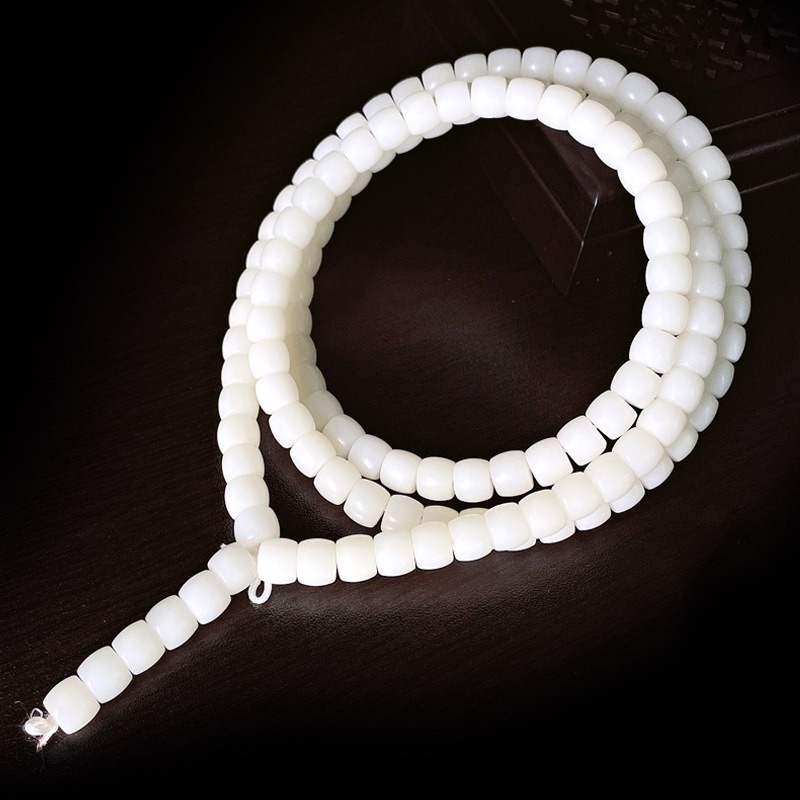 白玉菩提根手串直切桶高拋順白菩提子文玩佛珠男女手鏈108顆素珠-細節圖3