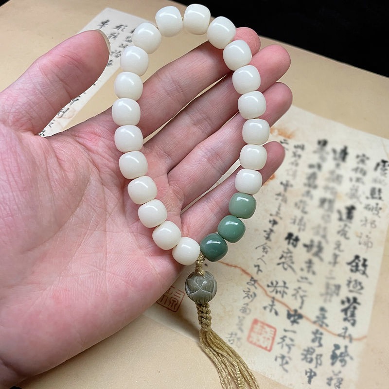 白玉菩提根手串高拋老桶型菩提子佛珠手持文玩手串個性男女手鏈-細節圖2