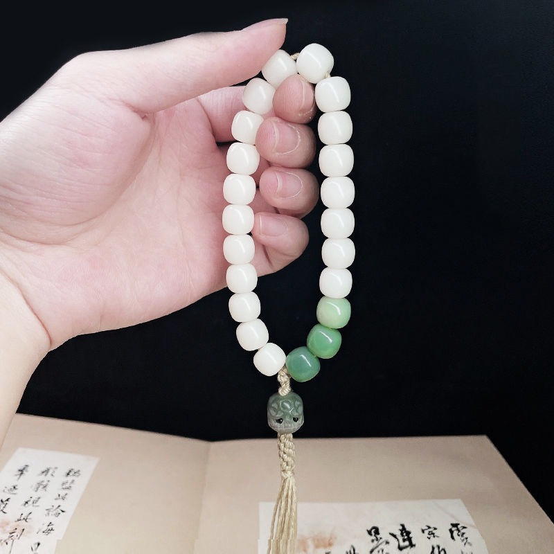 白玉菩提根手串高拋老桶型菩提子佛珠手持文玩手串個性男女手鏈-細節圖3