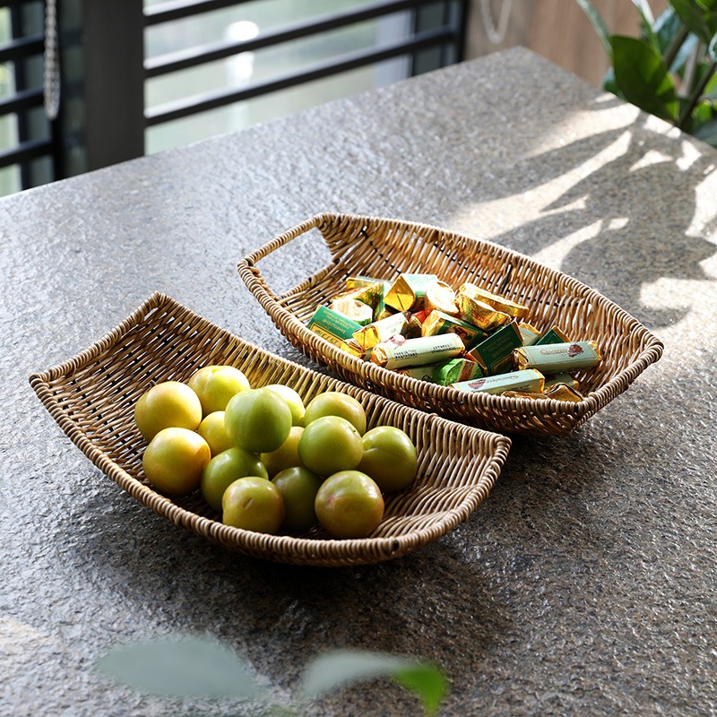 小喫籃子仿藤編織盤火鍋菜籃薯條油炸串串擺盤果籃零食筐子-細節圖5