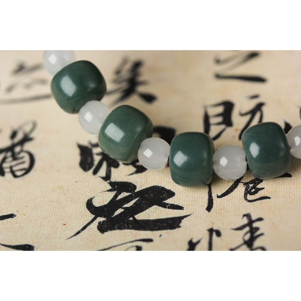 綠菩提根手串風化陰皮菩提子桶珠手鏈蓮蓬配飾單圈佛珠老型珠手飾-細節圖7