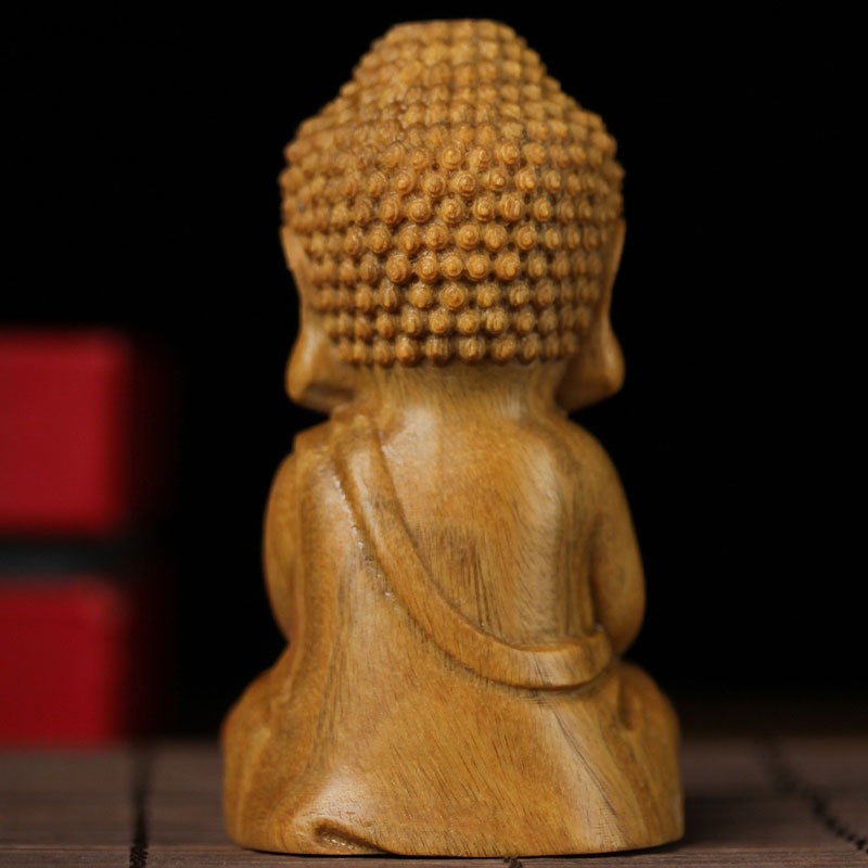 綠檀寶寶佛手把件木雕釋迦牟尼擺件創意檀香木擺件文玩工藝品送禮-細節圖4