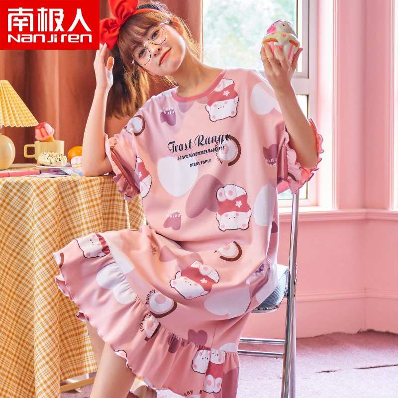 睡裙女士春秋季2021年新款睡衣公主風薄款卡通可出門休閑家居服QS-細節圖2