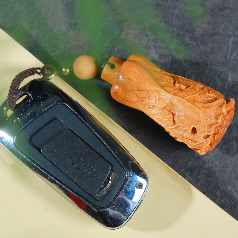 太行崖柏白菜百財汽車鑰匙扣可愛創意包掛件鑰匙鏈小禮品隨身掛飾-細節圖4