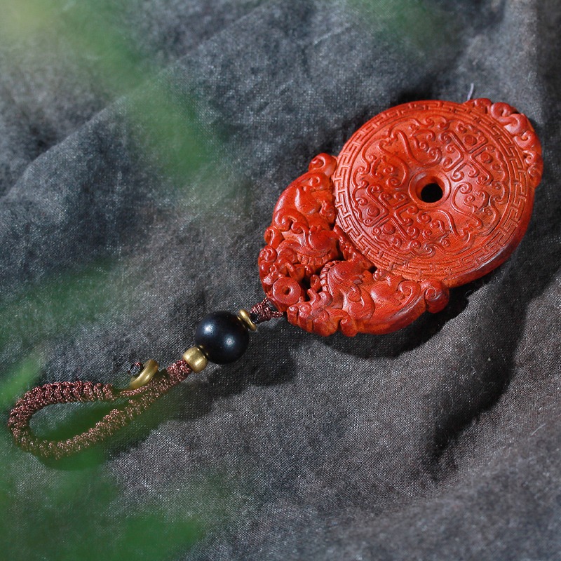 貔貅鑰匙扣手工小葉紫檀平安扣汽車鑰匙鏈包包掛飾品簡約生日禮物-細節圖5