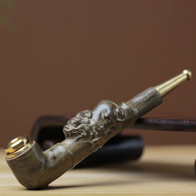 煙鬥男士金絲楠實木貔貅煙鍋老式過濾旱煙草專用煙絲鬥具手工禮品-細節圖2