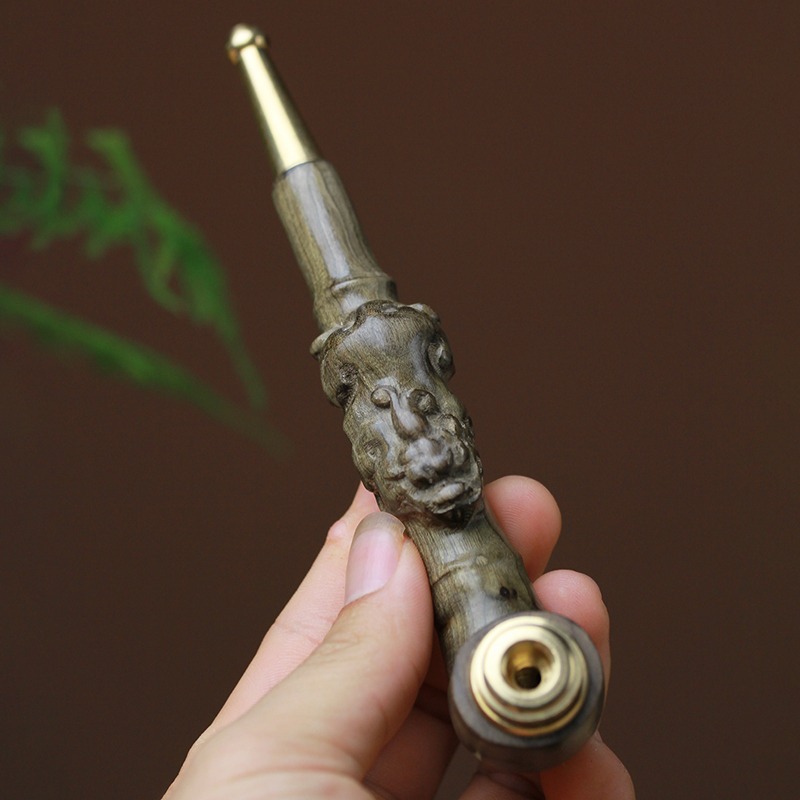 煙鬥男士金絲楠實木貔貅煙鍋老式過濾旱煙草專用煙絲鬥具手工禮品-細節圖3