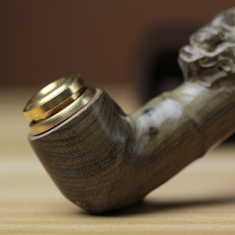 煙鬥男士金絲楠實木貔貅煙鍋老式過濾旱煙草專用煙絲鬥具手工禮品-細節圖5