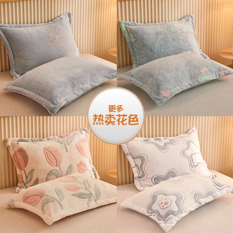 加厚珊瑚絨枕套男一對裝48x74cm雙面雪芙絨單雙人學生枕芯內膽套-細節圖5