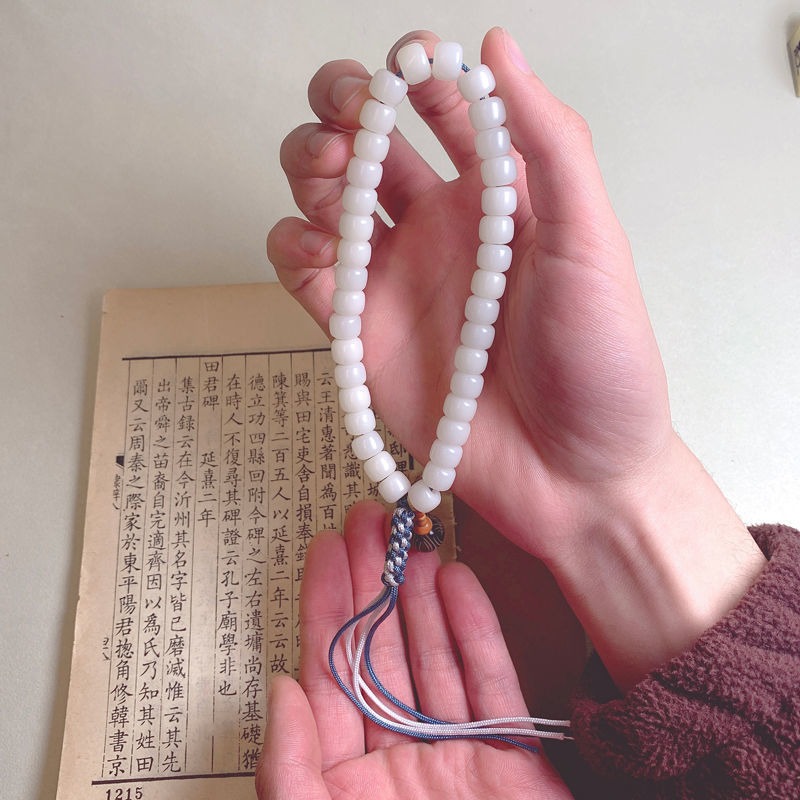 白玉菩提根手串36顆手持原創設計款菩提子手鏈文玩佛珠念珠-細節圖5