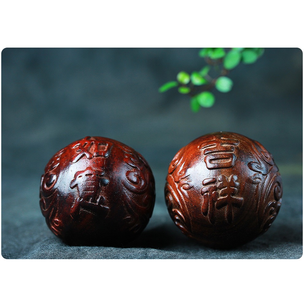 實木大紅酸枝木吉祥如意手球紅木健身球手把件雕刻擺件實心把玩件-細節圖7