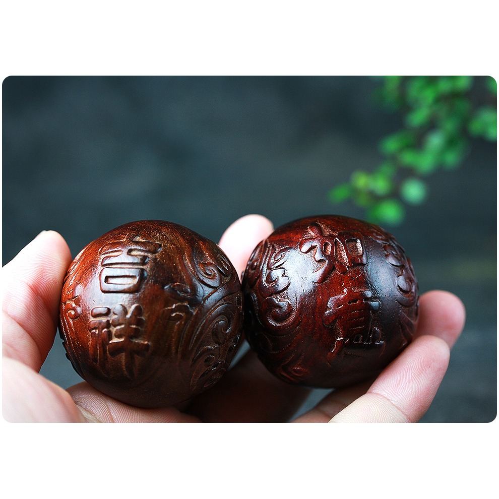 實木大紅酸枝木吉祥如意手球紅木健身球手把件雕刻擺件實心把玩件-細節圖10