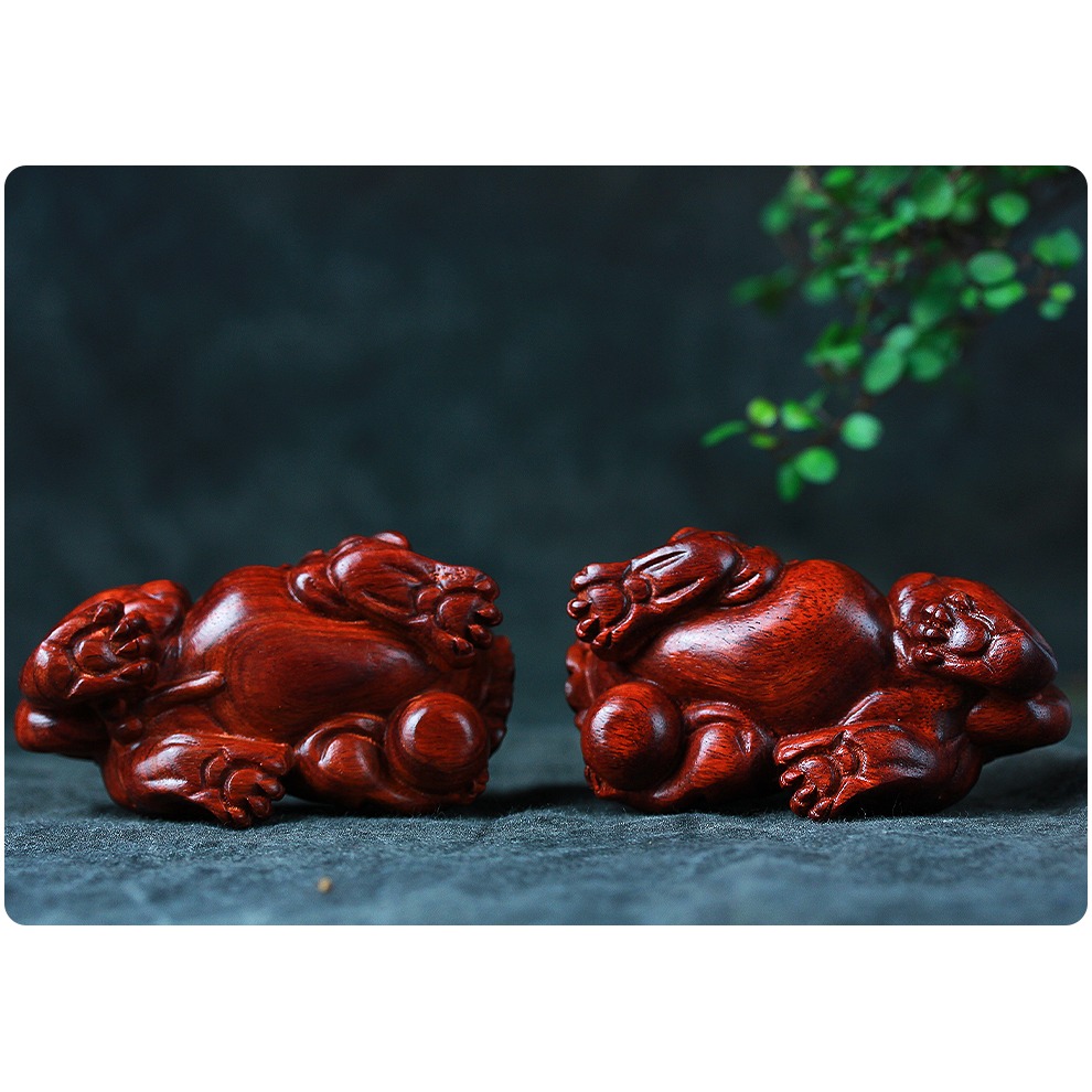 小葉紫檀木雕刻獅子抱球擺件獅子戲球文玩把件創意禮物實木把玩件-細節圖10