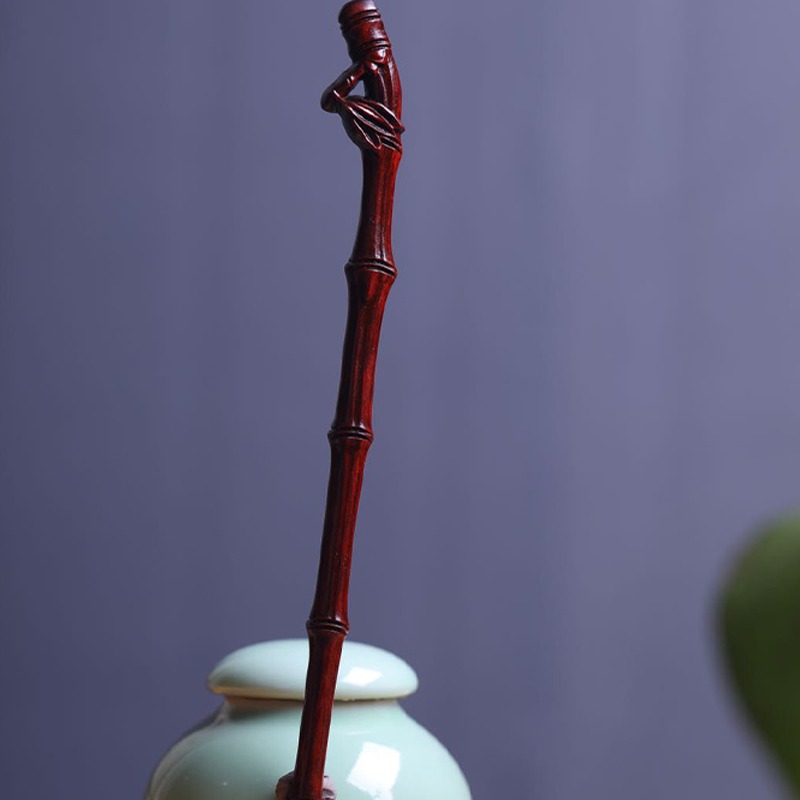 紫檀木發簪盤發頭飾女節節高升復古風竹子簪子漢服頭飾配飾送女友-細節圖4