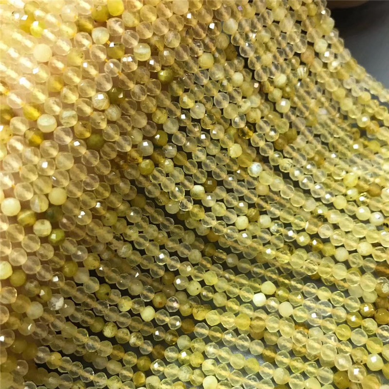 天然黃澳寶硬拋光切割足球面4mm半成品長鏈條珠做鎖骨鏈腳鏈等-細節圖2