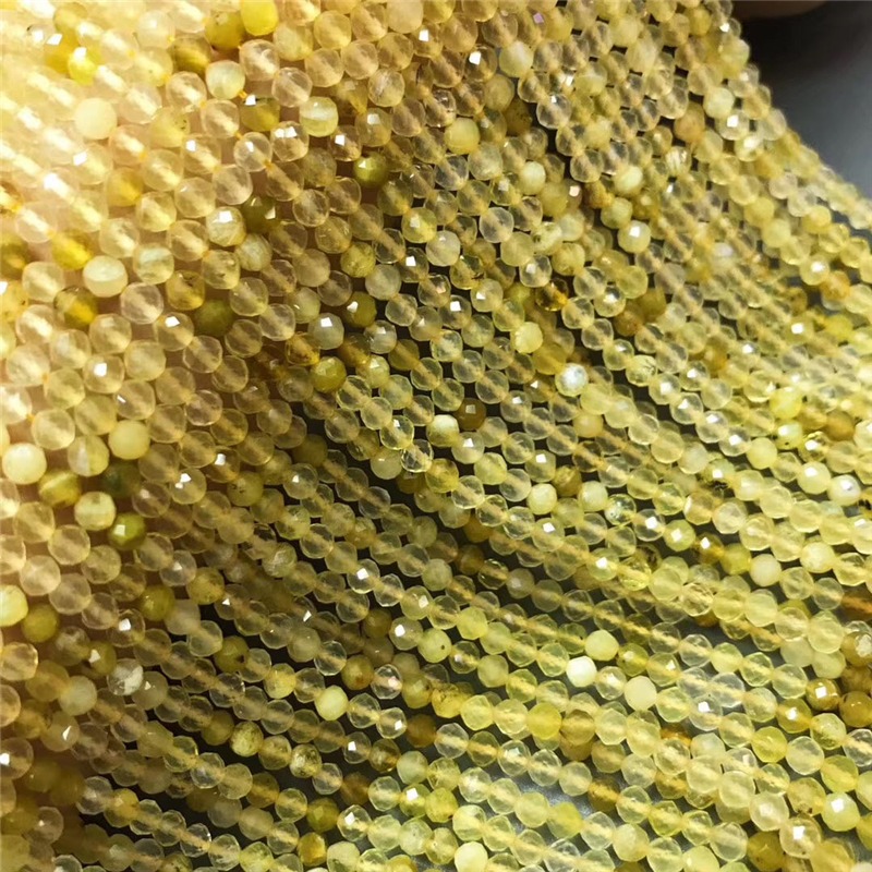天然黃澳寶硬拋光切割足球面4mm半成品長鏈條珠做鎖骨鏈腳鏈等-細節圖3