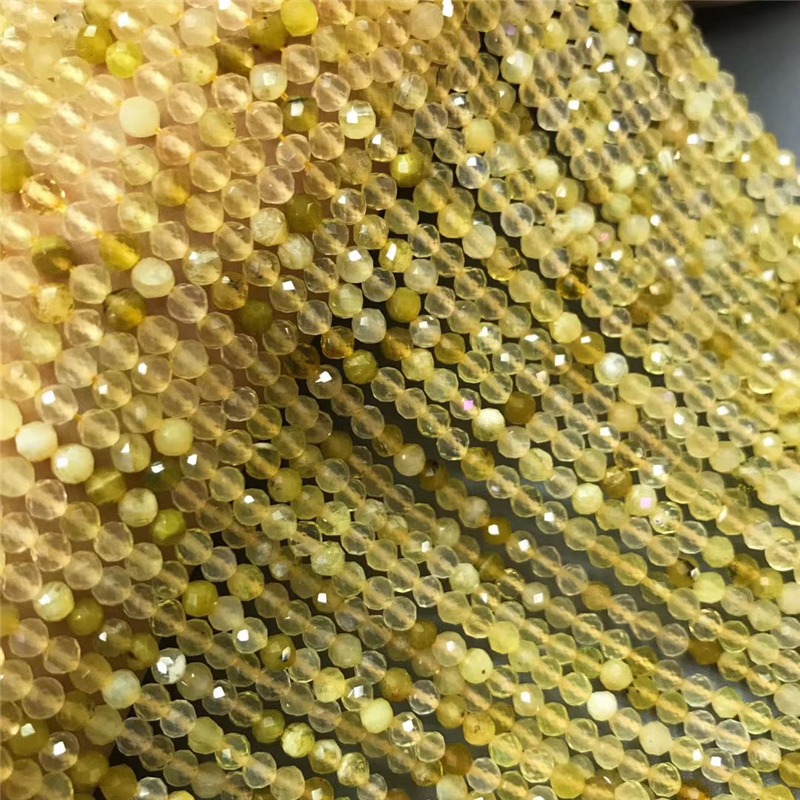 天然黃澳寶硬拋光切割足球面4mm半成品長鏈條珠做鎖骨鏈腳鏈等-細節圖4