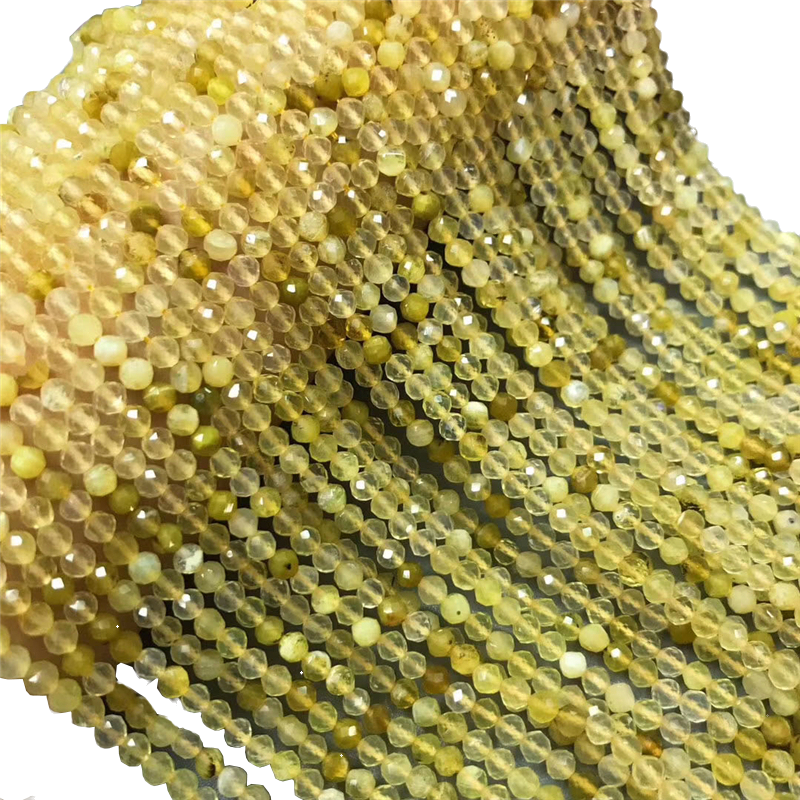 天然黃澳寶硬拋光切割足球面4mm半成品長鏈條珠做鎖骨鏈腳鏈等-細節圖5