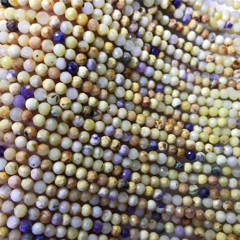 天然紫澳寶硬拋足球面刻面切面圓珠半成品diy長鏈 可做手鏈項鏈-細節圖2