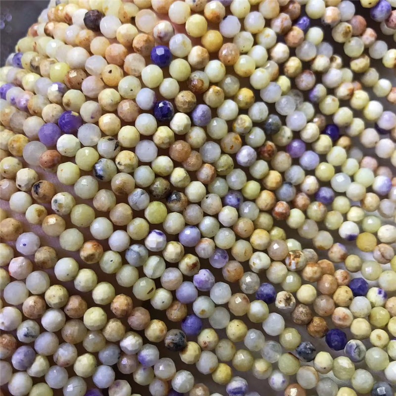 天然紫澳寶硬拋足球面刻面切面圓珠半成品diy長鏈 可做手鏈項鏈-細節圖3