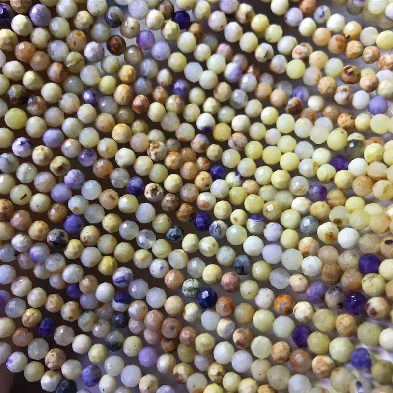 天然紫澳寶硬拋足球面刻面切面圓珠半成品diy長鏈 可做手鏈項鏈-細節圖5