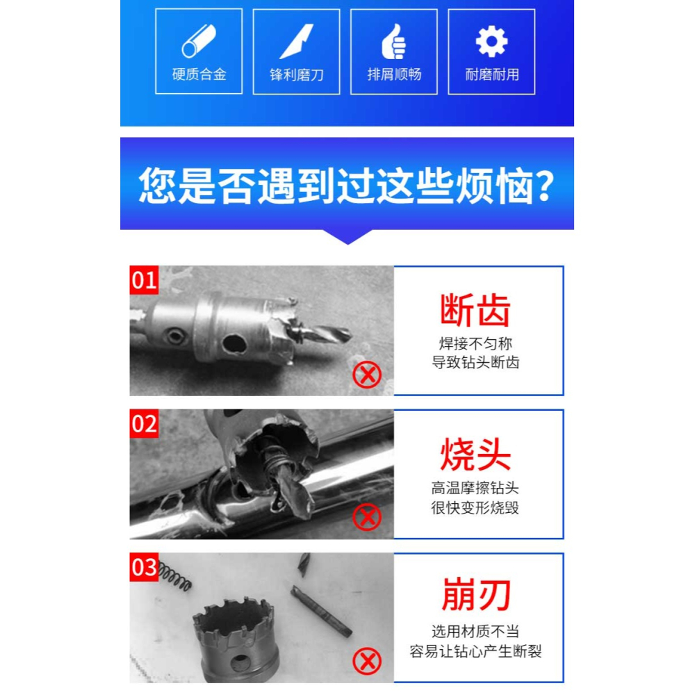 不銹鋼開孔器鐵皮鋼板打孔密齒鉆孔水槽金屬鋁多齒合金鉆頭專用25-細節圖8