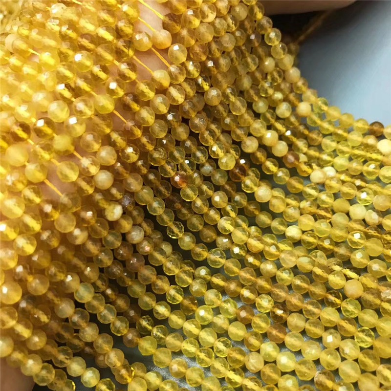 DIY天然黃澳寶切割足球面半成品長鏈 無黑點 散珠配珠有孔水晶-細節圖2