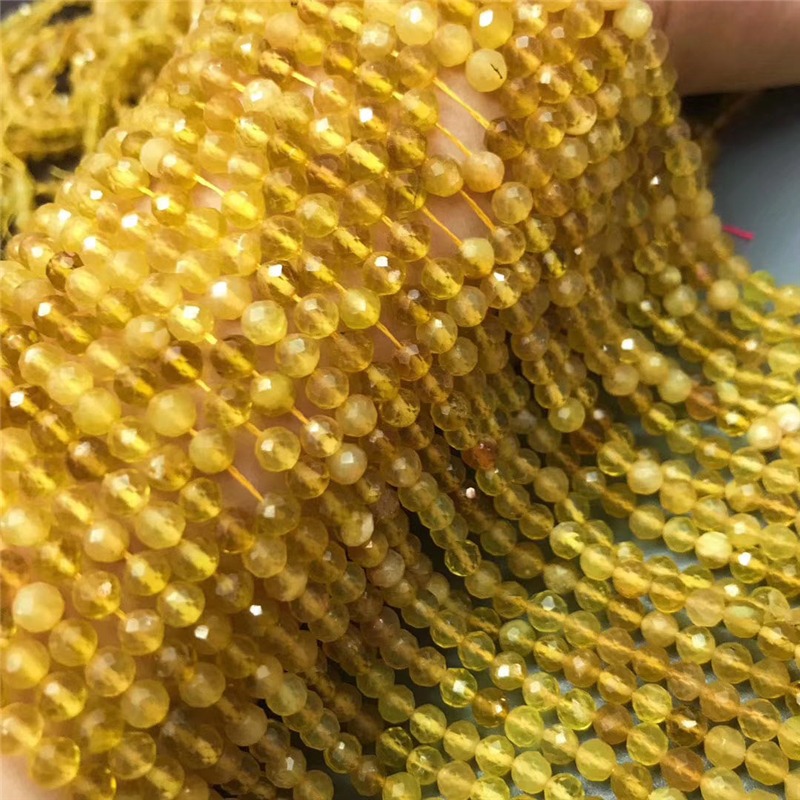 DIY天然黃澳寶切割足球面半成品長鏈 無黑點 散珠配珠有孔水晶-細節圖4