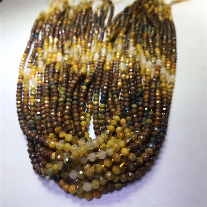 純天然漸變色彼得石足球面刻面半成品 長鏈DIY散珠配珠-細節圖2