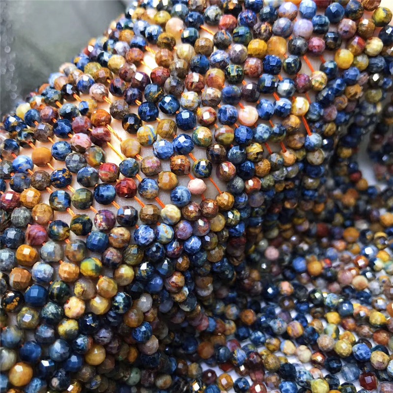 純天然A貨彼得石硬拋圓珠刻面足球面半成品長鏈DIY散珠長鏈配件-細節圖2
