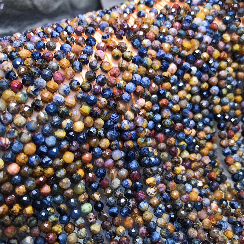純天然A貨彼得石硬拋圓珠刻面足球面半成品長鏈DIY散珠長鏈配件-細節圖5