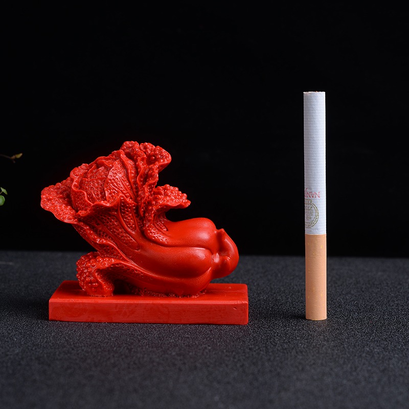 紅硃砂白菜擺件避邪招財納福擺設百財到陳設辦公室旺財禮物送禮-細節圖2