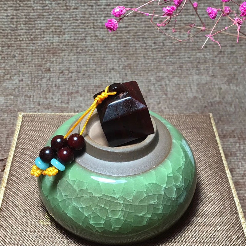 小葉紫檀印章把件 刻字私人雕刻 獅子印章激光雕名字黑檀-細節圖2