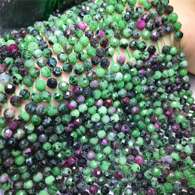 天然紅綠寶大顆粒圓珠刻面半成品足球面長鏈增進人緣改善人際關系-細節圖2