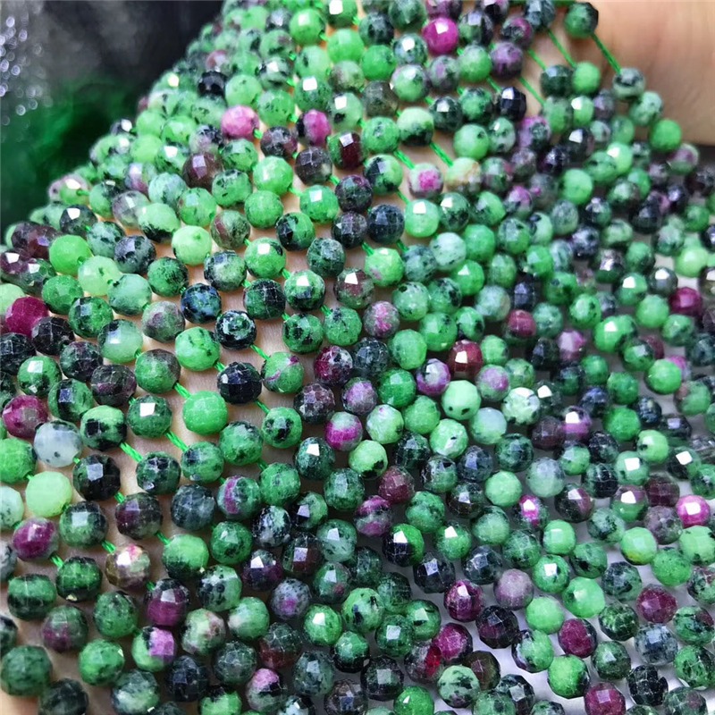 天然紅綠寶大顆粒圓珠刻面半成品足球面長鏈增進人緣改善人際關系-細節圖3