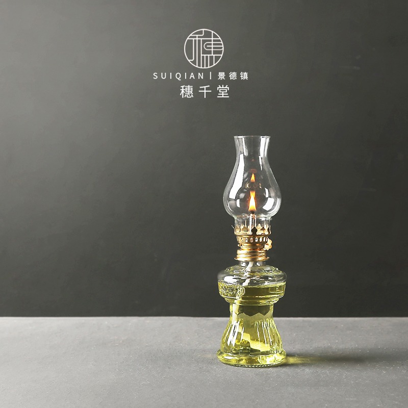 穗千堂 復古典雅老式玻璃酥油燈妙祥煤油燈瓶 條案香臺供佛堂青燈-細節圖3