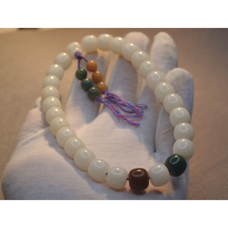 12/13mm桶珠麻繩款白菩提根24顆菩提子手持念珠-細節圖3