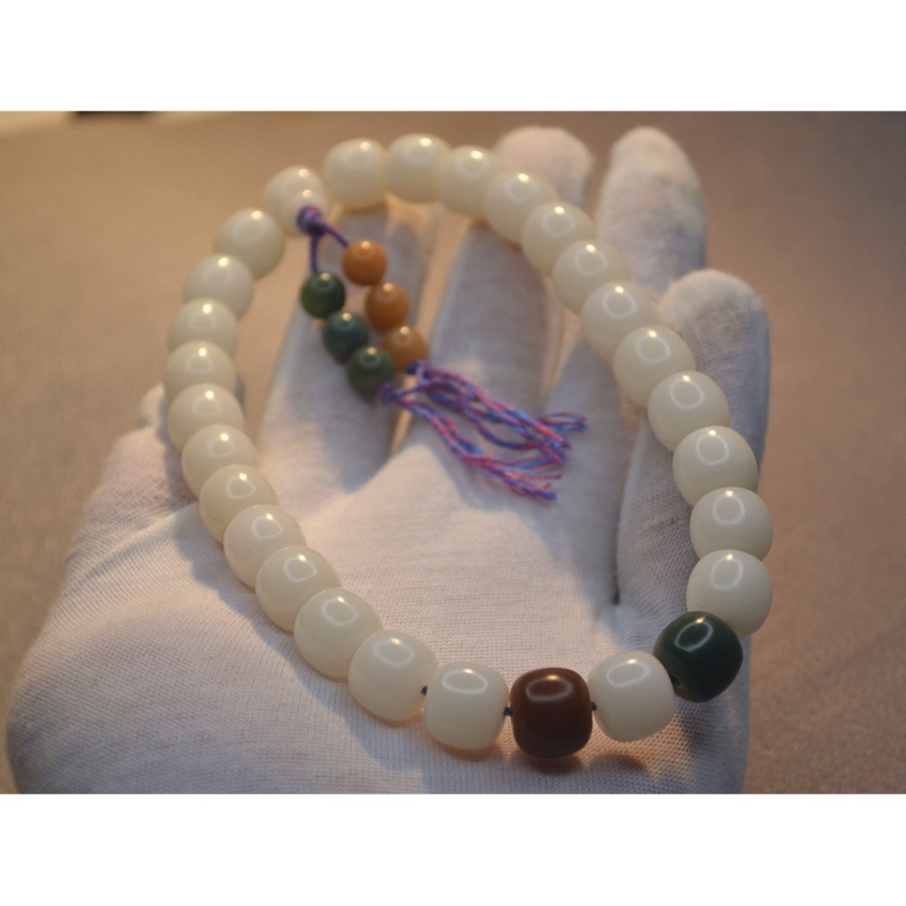 12/13mm桶珠麻繩款白菩提根24顆菩提子手持念珠-細節圖6