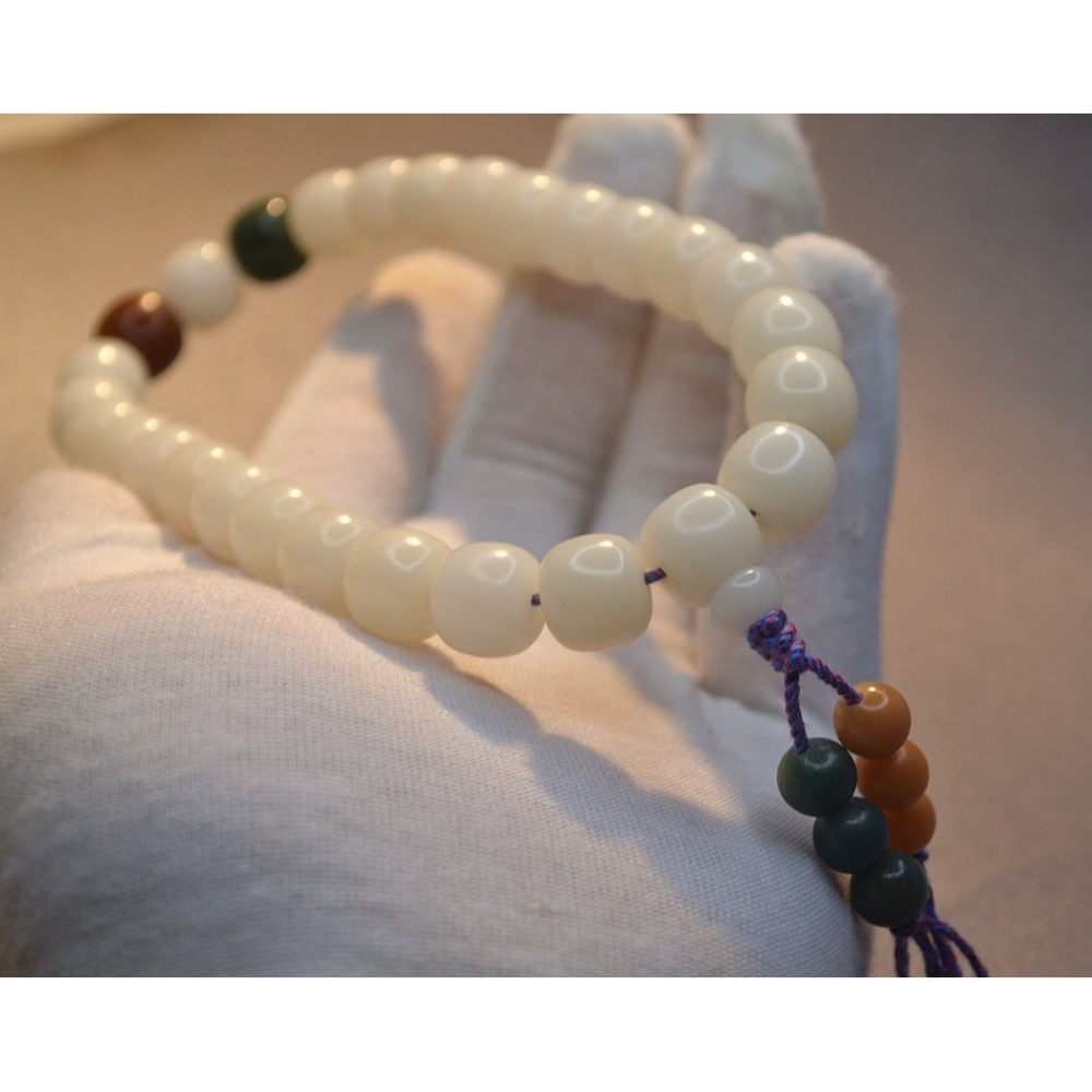 12/13mm桶珠麻繩款白菩提根24顆菩提子手持念珠-細節圖9