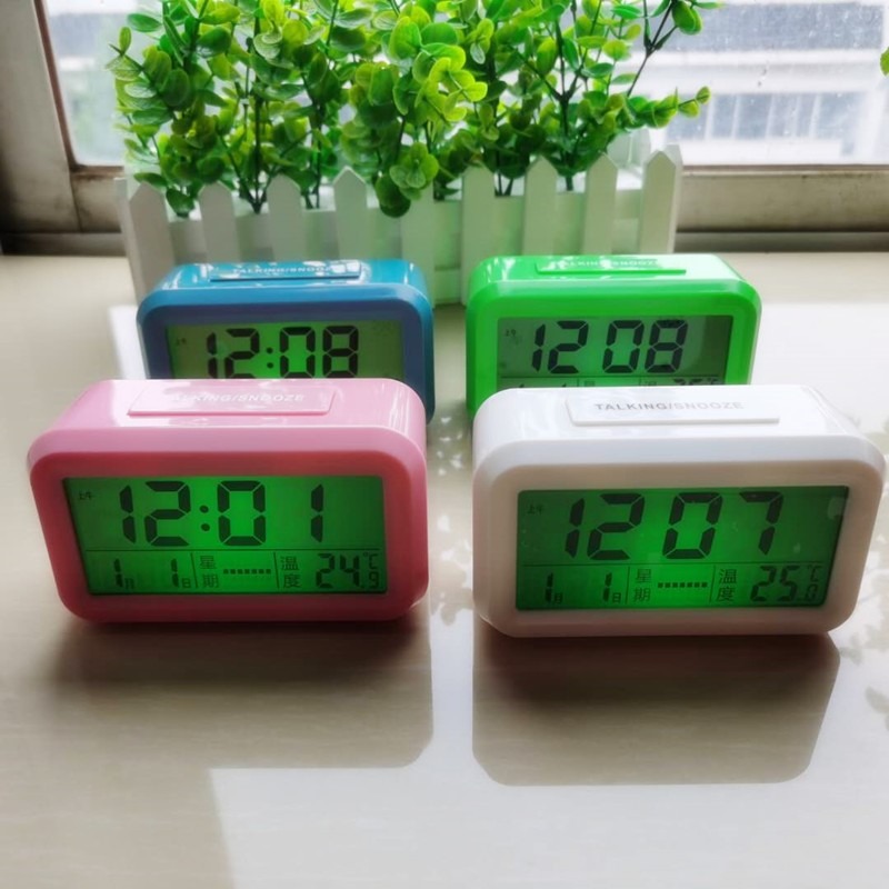 超大聲老人盲人語音報時器鬧表牀頭學生鬧鐘桌面電子夜光報時表-細節圖2