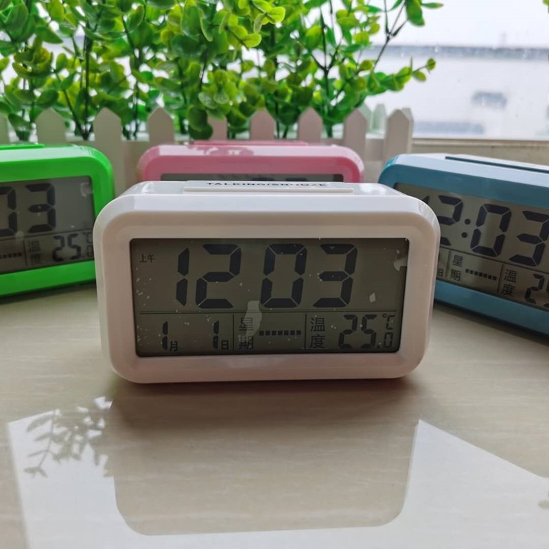 超大聲老人盲人語音報時器鬧表牀頭學生鬧鐘桌面電子夜光報時表-細節圖10
