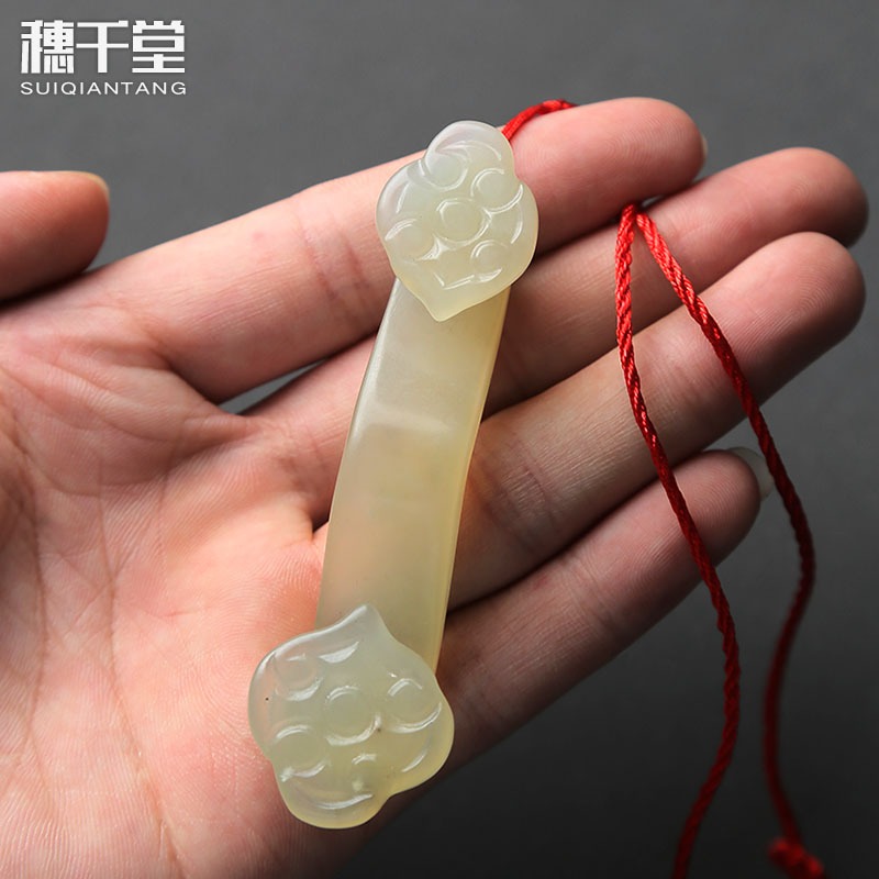 天然岫玉石吉祥如意迷你茶寵擺件筆架茶針茶蓋託擱置雅玩茶具配件-細節圖4
