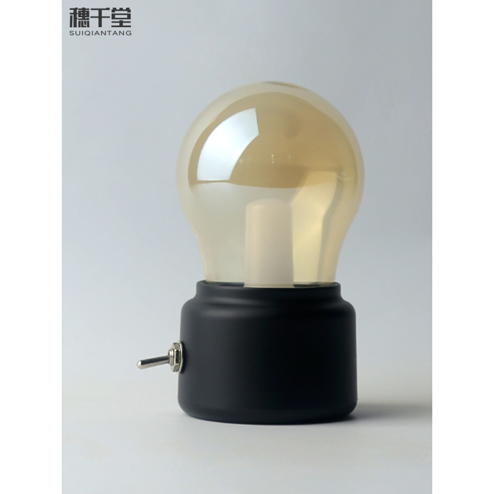 復古文藝USB插電燈泡小夜燈 臥室牀頭燈小臺燈節能燈創意擺件禮物-細節圖4