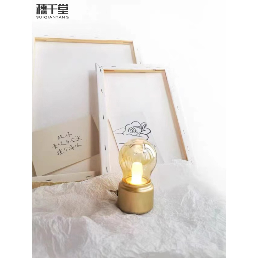 復古文藝USB插電燈泡小夜燈 臥室牀頭燈小臺燈節能燈創意擺件禮物-細節圖5