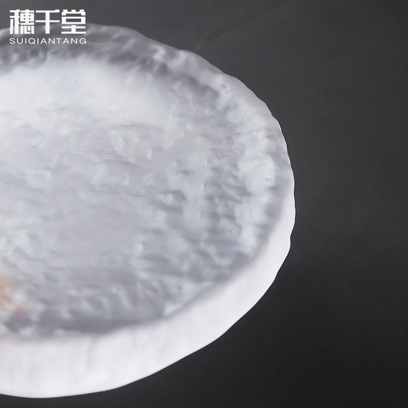 穗千堂琉璃磨砂冰山壺承 幹泡壺茶臺 紫砂壺蓋碗茶托墊錘紋冰肌理-細節圖4