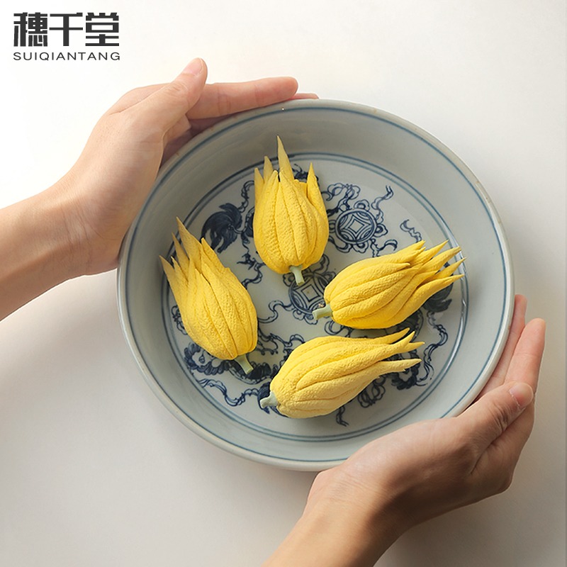 穗千堂仿古手繪青花紫砂壺茶承杯墊蓋碗茶托瓜果盤獅子繡球馬蹄盤-細節圖3